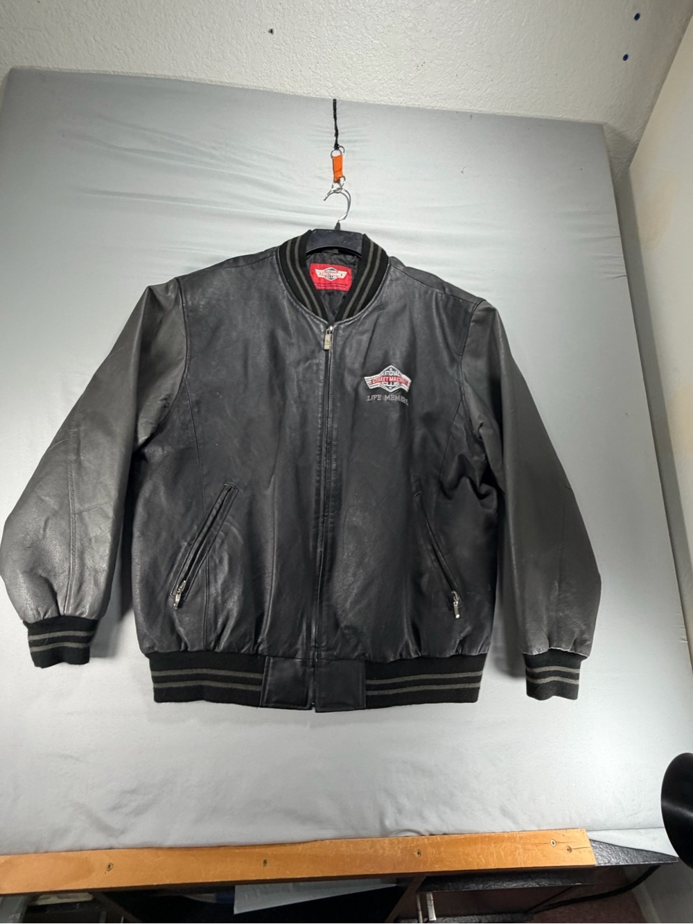 Vintage NSMC National Street Machine Club Leather Bomber Jacket XL Life Member